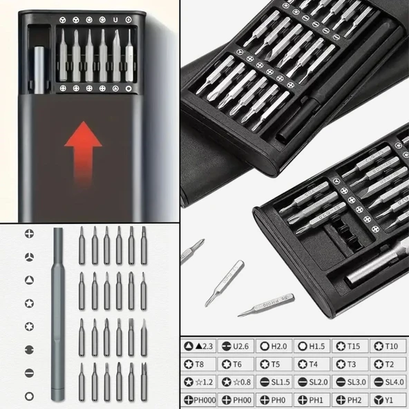 BUFFER® 25 Parça 24 farklı uçlu Mıknatıslı 25 in 1  Tornavida Seti - Resim 2