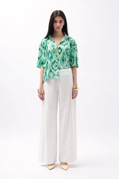 Desenli Saten Gömlek - Resim 2