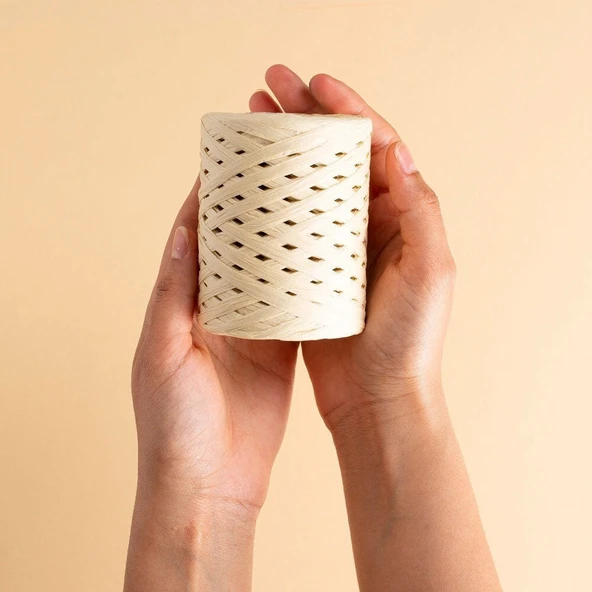 Loren Natural Raffia 90 gr Haki Yeşil Kağıt İp - 8 - Resim 4