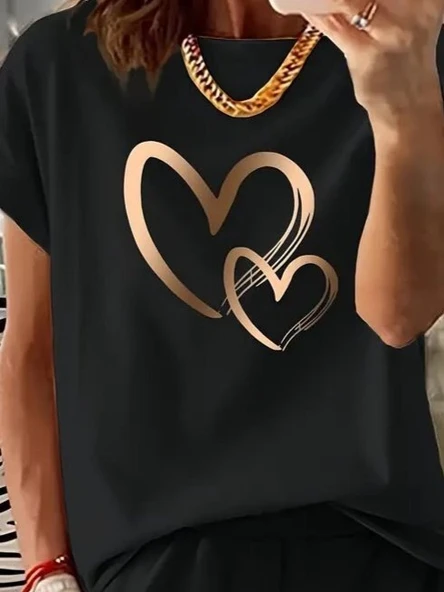 Kadın Kısa Kollu Bisiklet Yaka Viskon Iki Iplik Bluz Ve Short Ikili Takım - Resim 2