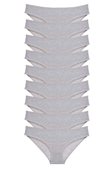 9 adet Süper Eko Set Likralı Kadın Slip Külot Gri ürün görseli