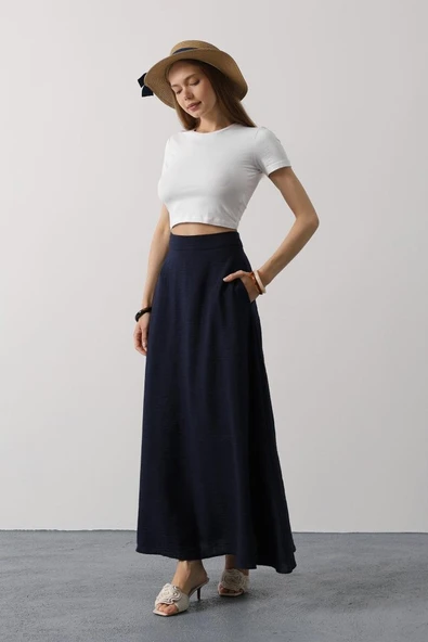 Keten Etek - Lacivert - Resim 2