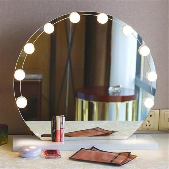 BUFFER® Nostalji Hollywood Tarzı 10lu Makyaj Masası Aynası Beyaz Led Işıklı Lamba USB - Resim 7