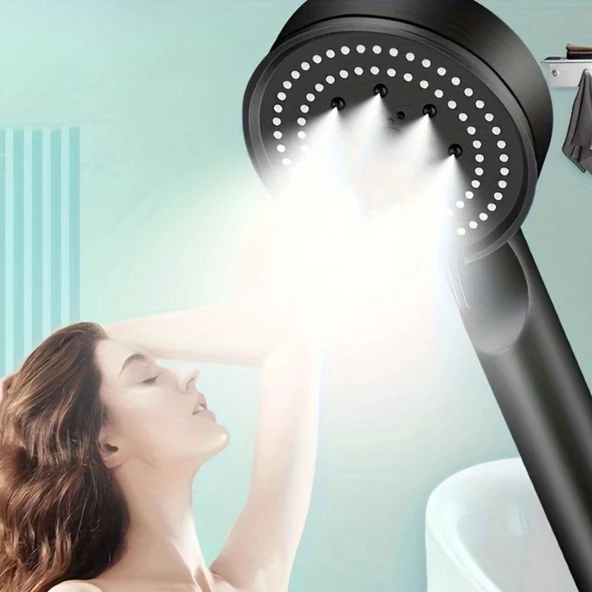 BUFFER® 5 Fonksiyonlu Yüksek Basınçlı Ayarlanabilir Siyah Duş Başlığı - Resim 2