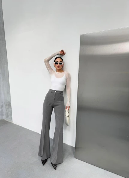 230 Gr Poly Viscose Full Lycra İspanyol Paça Pantolon ürün görseli