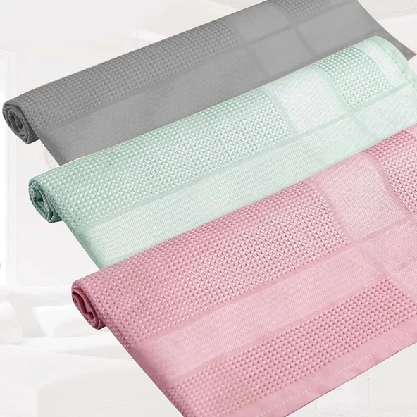 BUFFER® İz Bırakmayan Mikrofiber Temizlik Bezi 3'lü Set Cam ve Ayna Silme Toz Alma Temizlik Bezi - 3