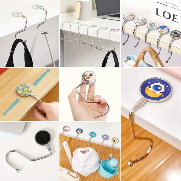 BUFFER® Masaya Takılabilen Çanta Askısı Çanta Tipi Pratik Metal Çanta Kanca - Resim 2