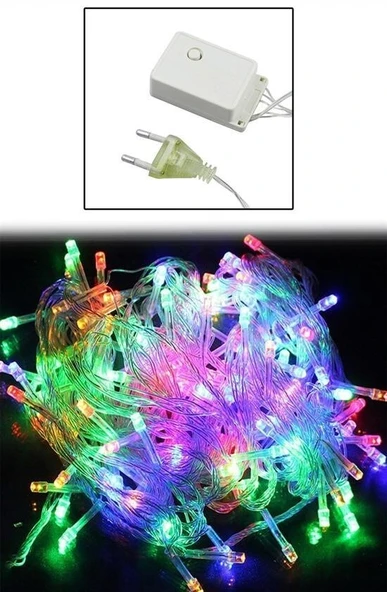 BUFFER® 10 Metre 100 Ledli 8 Fonksiyonlu Karışık Renkli RGB Led Lamba - Resim 8