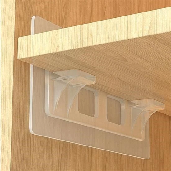 BUFFER® Dolap İçi Raflar İçin 4'lü Plastik Güçlü Yapışkanlı Raf Destek Aparatı - 4