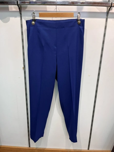 Dekorati̇f Düğmeli̇ Arka Bel Lasti̇kli̇ Pantolon - 2