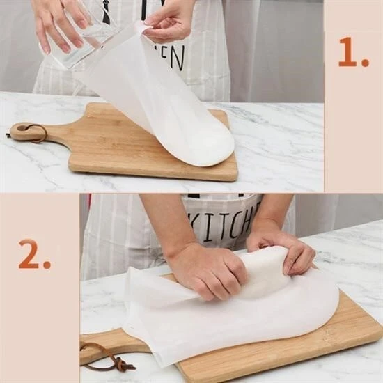 BUFFER® Büyük  Hamur Torbası  Silikon Şeffaf Hamur Yoğurma Torbası Ekmek Makarna Mantı  Hamuru Kolay - Resim 4