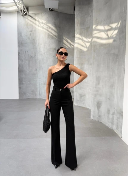 230 Gr Poly Viscose Full Lycra İspanyol Paça Pantolon - Resim 3