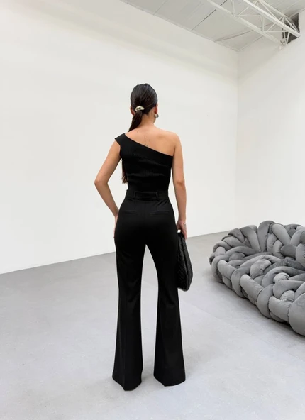 230 Gr Poly Viscose Full Lycra İspanyol Paça Pantolon - Resim 2