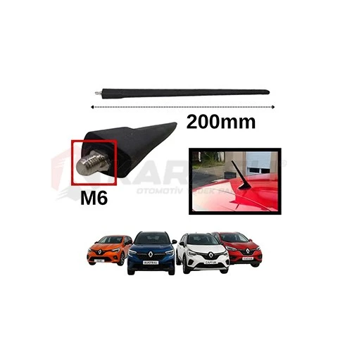 CLİO 5 CAPTUR SANDERO 3 CAPTUR AUSTRAL NAVİGASYONLU ANTEN ÇUBUĞU 200MM 6 METRİK ürün görseli