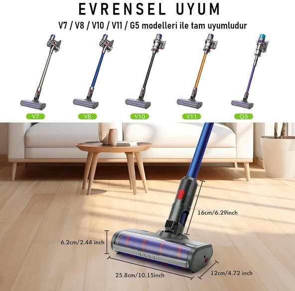Valkyrie LED Işıklı Yumuşak Rulo Süpürge Başlığı Dyson V7/V8/V10/V11/V15 Uyumlu - 2