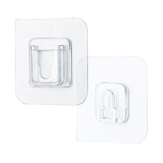 BUFFER® Eşya Sabitleme Askısı 10 Çift Şeffaf Çift Taraflı Yapışkanlı Geçmeli Klips - 1