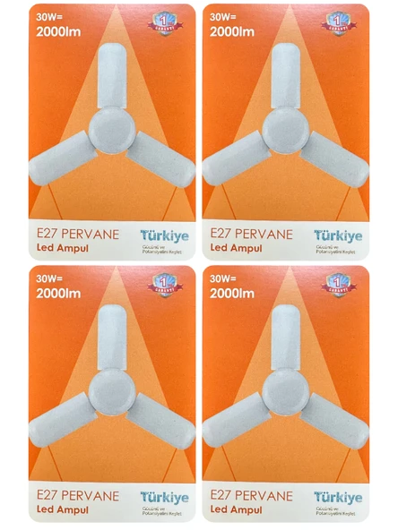 (4 Adet) Osaka 30W (200W) Beyaz Işık (6500K) E27 Duylu (Kalın Duy) Pervane Ampul ürün görseli