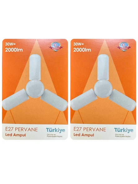 (2 Adet) Osaka 30W (200W) Beyaz Işık (6500K) E27 Duylu (Kalın Duy) Pervane Ampul ürün görseli 1