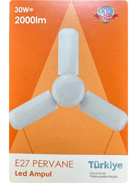 (10 Adet) Osaka 30W (200W) Beyaz Işık (6500K) E27 Duylu (Kalın Duy) Pervane Ampul - Resim 2