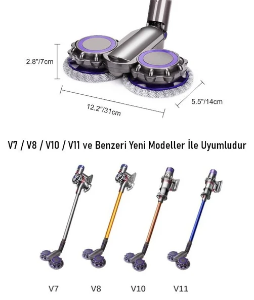 Valkyrie Dyson Uyumlu Paspas Başlığı Su Püskürtmeli Mop Başlık (V7/V8/V10/V11/V15) 6 Paspaslı - 2