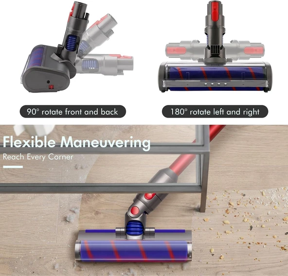 Valkyrie LED Işıklı Yumuşak Rulo Süpürge Başlığı Dyson V7/V8/V10/V11/V15 Uyumlu - 7