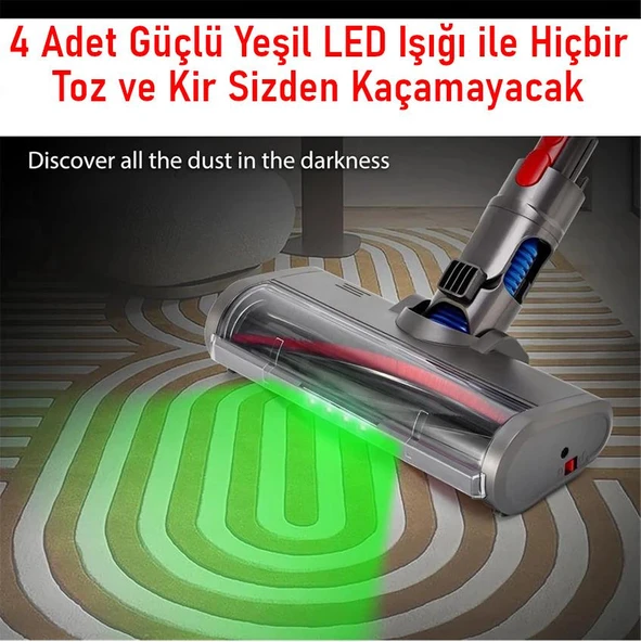 Valkyrie LED Işıklı Yumuşak Rulo Süpürge Başlığı Dyson V7/V8/V10/V11/V15 Uyumlu - 3