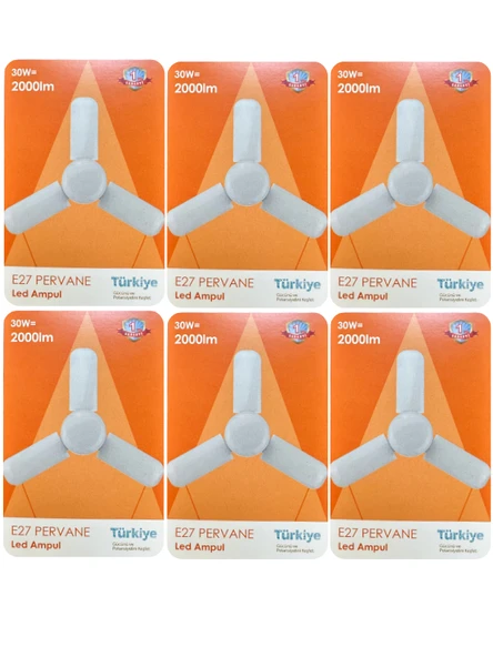 (6 Adet) Osaka 30W (200W) Beyaz Işık (6500K) E27 Duylu (Kalın Duy) Pervane Ampul ürün görseli