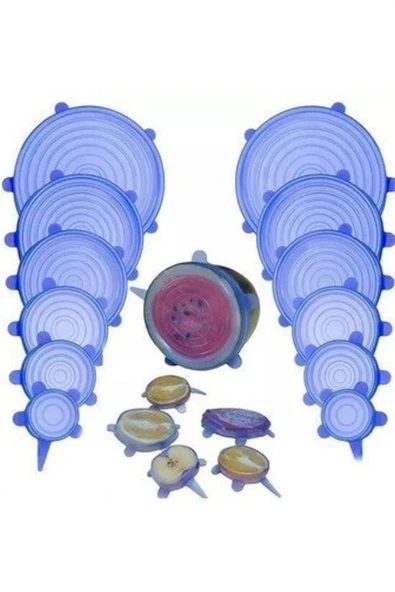 BUFFER® Tazeliği Koruyan 6lı Silikon Streç Gıda Saklama Koruma Kapakları - Resim 6