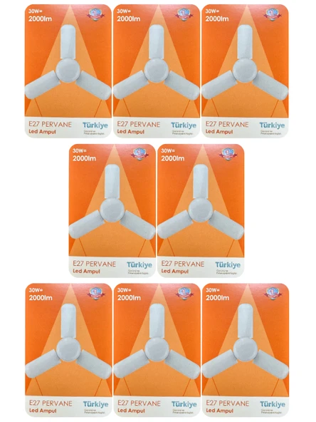 (8 Adet) Osaka 30W (200W) Beyaz Işık (6500K) E27 Duylu (Kalın Duy) Pervane Ampul ürün görseli