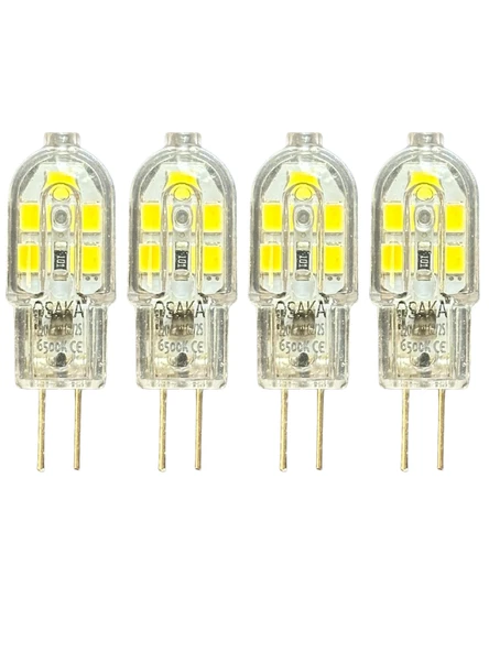 (4 Adet) Osaka 2W Beyaz Işık (6500K) G4 Duylu (İğne Bacak) Led Kapsül Ampul