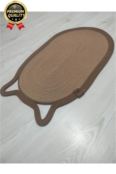 Dekoratif Dayanıklı Zemin Dostu %100 Doğal Jüt İp Kedi Şekilli Duvar Tipi Tırmalama Paspası 40x70cm - 4