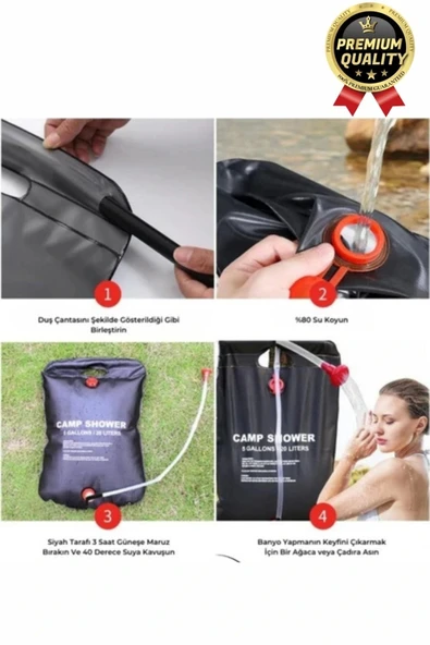 Çok Fonksiyonlu Dayanıklı Yüksek Kaliteli Pvc Malzeme Solar Isıtıcılı Kamp Duş Torbası 20 Litre - 4