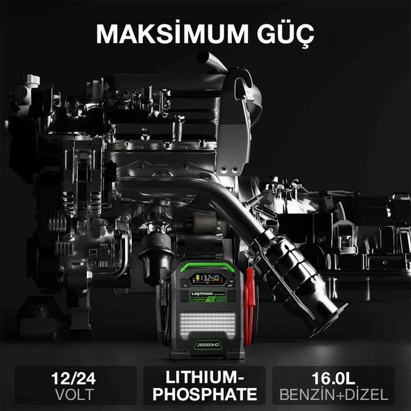Lokithor J10000HD 12V/24V 10.000Amp LiFePO4 Akıllı Akü Takviye + Powerbank + Led Lamba - 3