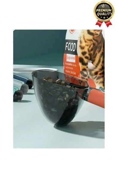 Çok Amaçlı Klipsli Ölçekli Şeffaf Başlıklı 180ml Kapasiteli Kedi Köpek Mama Ölçüm Kaşığı Küreği - 6