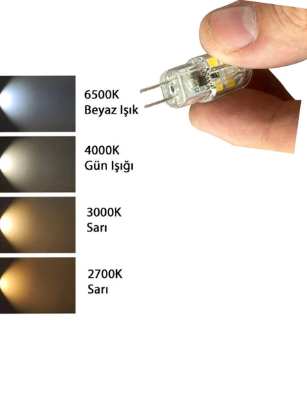 (8 Adet) Osaka 2W Beyaz Işık (6500K) G4 Duylu (İğne Bacak) Led Kapsül Ampul - Resim 5