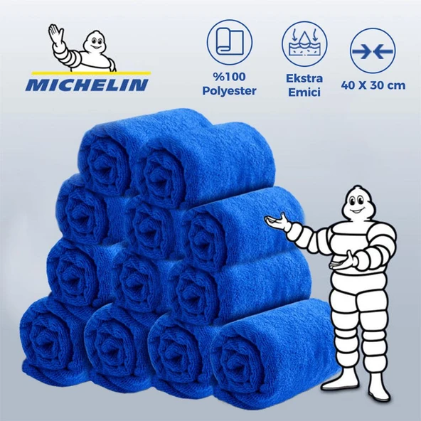 Michelin MC3504 40X30cm Süper Emici Mikrofiber Havlu, 12 Adet - 4