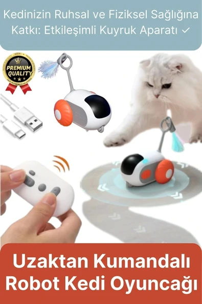 Yeni Nesil Şarjlı Renkli Kuyruk Aparatlı Eğlenceli Akıllı Uzaktan Kumandalı Robot Kedi Oyuncağı - 1