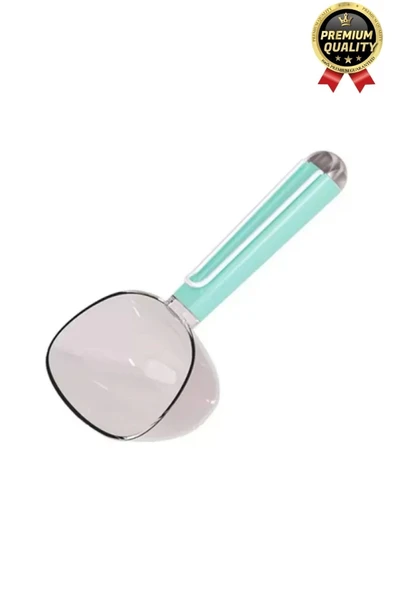 Çok Amaçlı Klipsli Ölçekli Şeffaf Başlıklı 180ml Kapasiteli Kedi Köpek Mama Ölçüm Kaşığı Küreği - 2