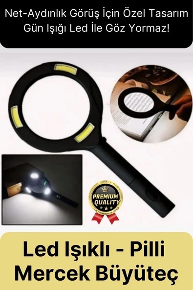 Özel Üretim Konforlu Plastik Pilli Gün Işığı Smd Led Işıklı El Büyüteç Okuma Yazma Mercek 24 cm