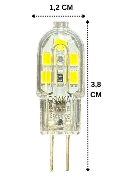 (8 Adet) Osaka 2W Beyaz Işık (6500K) G4 Duylu (İğne Bacak) Led Kapsül Ampul - Resim 3