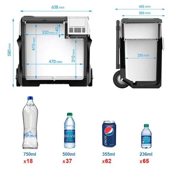 Acopower PX50 12/24/220Volt 50Litre Kompresörlü Tekerlekli Outdoor Oto Buzdolabı (Akü Dahil Değildir) - 5