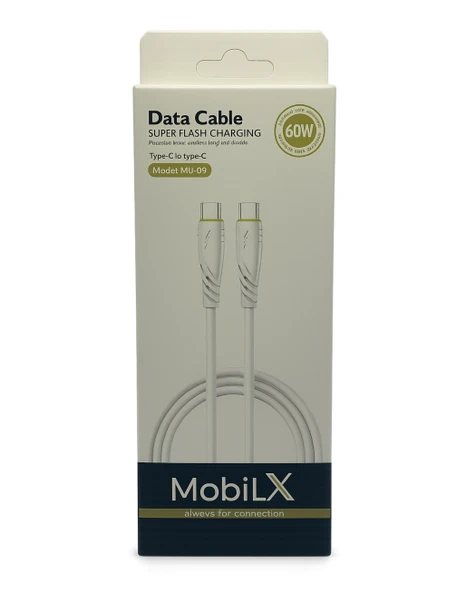 MobiLX 60W Type-C to Type-C Hızlı Şarj Kablosu – Örgülü Yapı | Model: MU-09 - 2