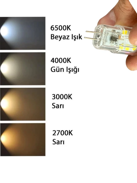 (6 Adet) Osaka 3W Beyaz Işık (6500K) G4 Duylu (İğne Bacak) Led Kapsül Ampul - Resim 4