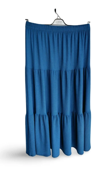 Beli Lastikli Bürümcek Kumaş Etek Anne Eteği Uzun Namaz Eteği Lacivert 44-52 beden - Resim 2