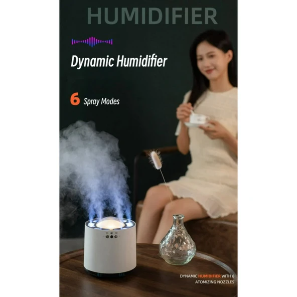 Ozmik Dinamik hava nemlendirici 800ml 6spray mod RGB LED Aydınlatma Nemlendirici Difüzör Makinesi - 10