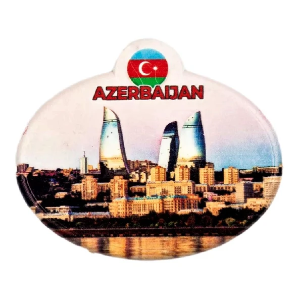 Azerbaycan Flame Towers Oval Magnet ürün görseli 1