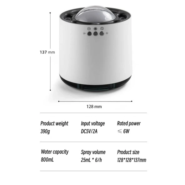 Ozmik Dinamik hava nemlendirici 800ml 6spray mod RGB LED Aydınlatma Nemlendirici Difüzör Makinesi - 8
