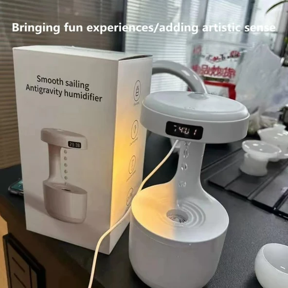 Ozmik Anti Yerçekimi Nemlendirici Su Damlası Geri Akışı Sessiz Masa Üstü Dekorasyonu Yoğun Sis - Resim 7