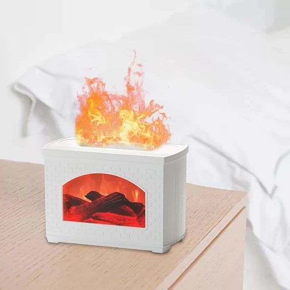 Ozmik Fityle Hava Nemlendirici Simülasyon Alev 270 Ml Dekoratif Otomatik Kapanma Taşınabilir Beyaz - 2