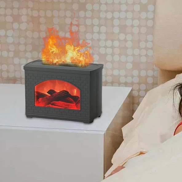 Ozmik Fityle Hava Nemlendirici Simülasyon Alev 270 Ml Dekoratif Otomatik Kapanma Taşınabilir Siyah - 3